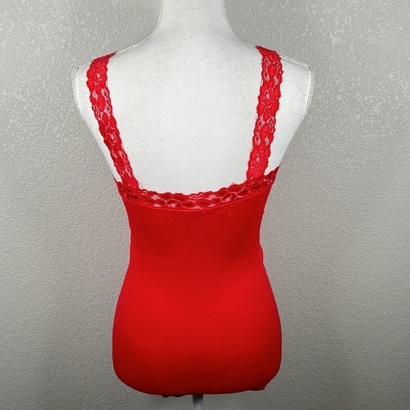 Tanco USA Y2K 90's Red Lace Ribbed Tank Top Size Medium - Picture 4 of 6